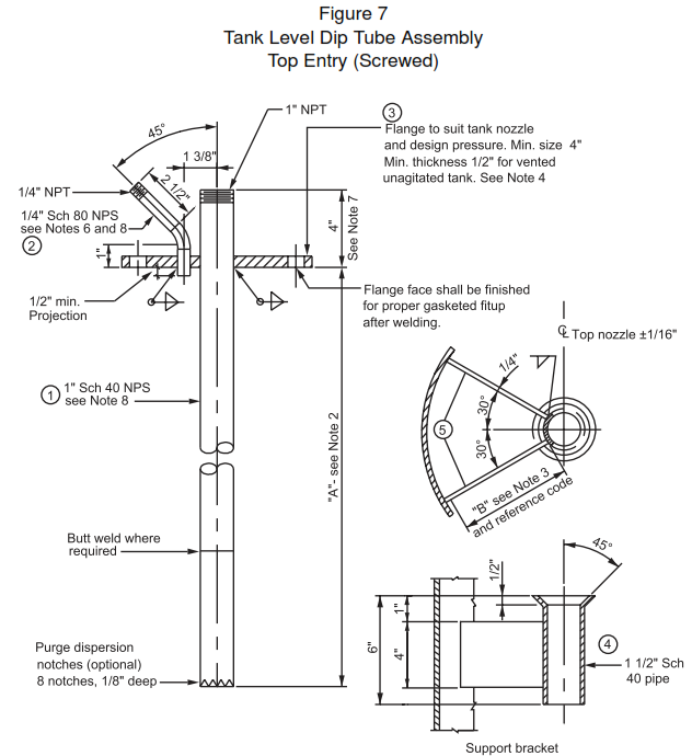 Tank Level Dip Tube Assembly Top Entry