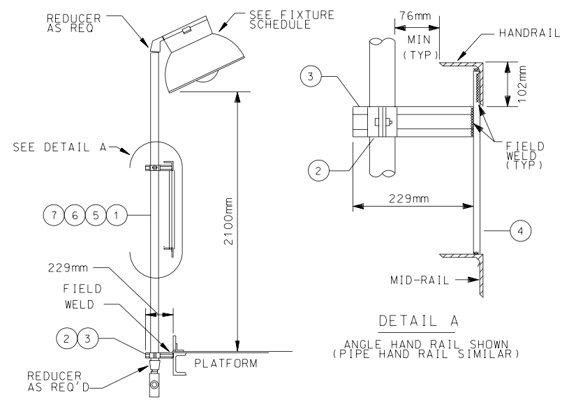 HANDRAIL STANTION MOUNT, STEEL PLATFORM