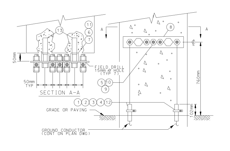 GROUND BUS-CONCRETE MOUNT ASSEMBLY