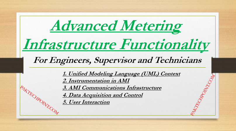 Advanced Metering Infrastructure Functionality, AMI Functions, Unified Modeling Language, AMI Communications Infrastructure, Instrumentation in AMI