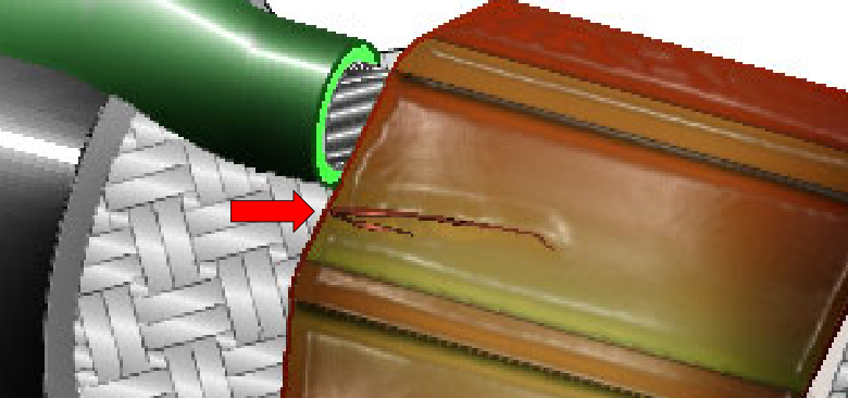 UNACCEPTABLE CRIMP BARREL CRACKS 