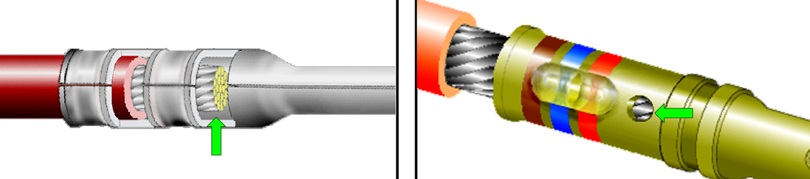 WIRE ENDS VISIBLE (LUG / OPEN BARREL CRIMPS) - WIRE STRANDS VISIBLE (PIN / CLOSED BARREL CRIMPS) 