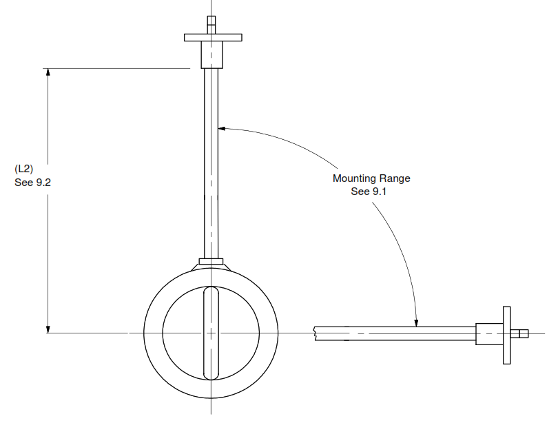 Installation Detail (Field) Plain Extension, Cryogenic Butterfly Valve, Gas and Liquid Service