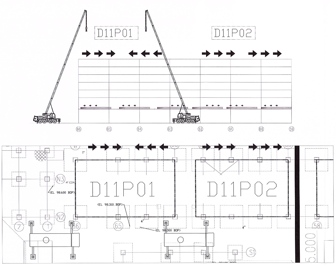 PIPING ERECTION SEQUENCE USING PIPE ROLLER AND CHAIN BLOCK METHOD