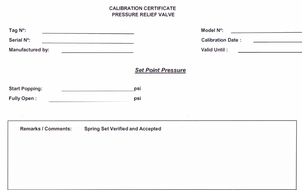 Attachment 4  Calibration Certificate (Pressure Relief Valve)