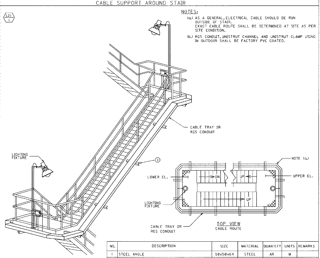 CABLE SUPPORT AROUND STAIR