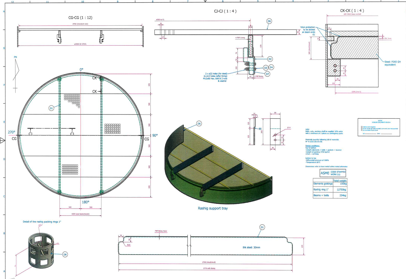 Details of raschig Support Tray