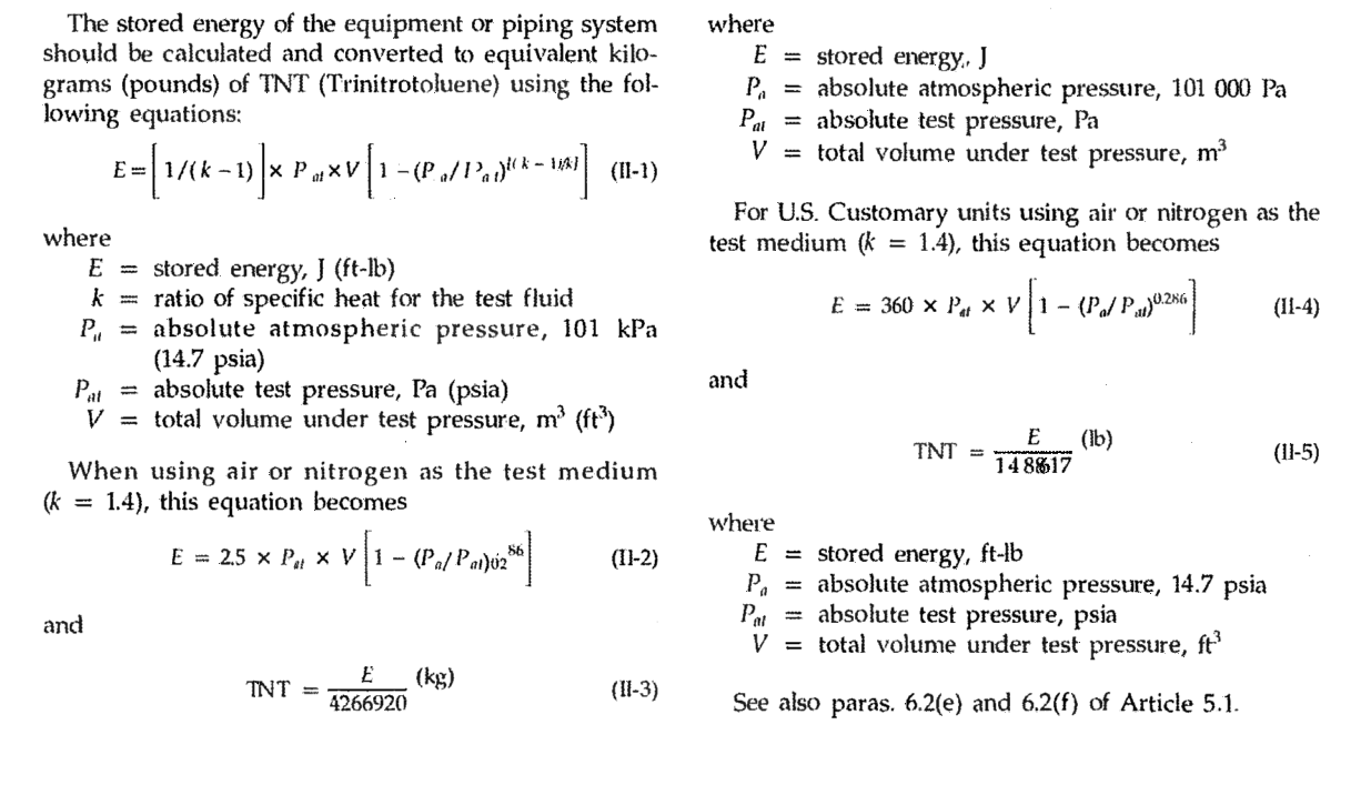 Stored Energy Calculations for Pneumatic Pressure Test