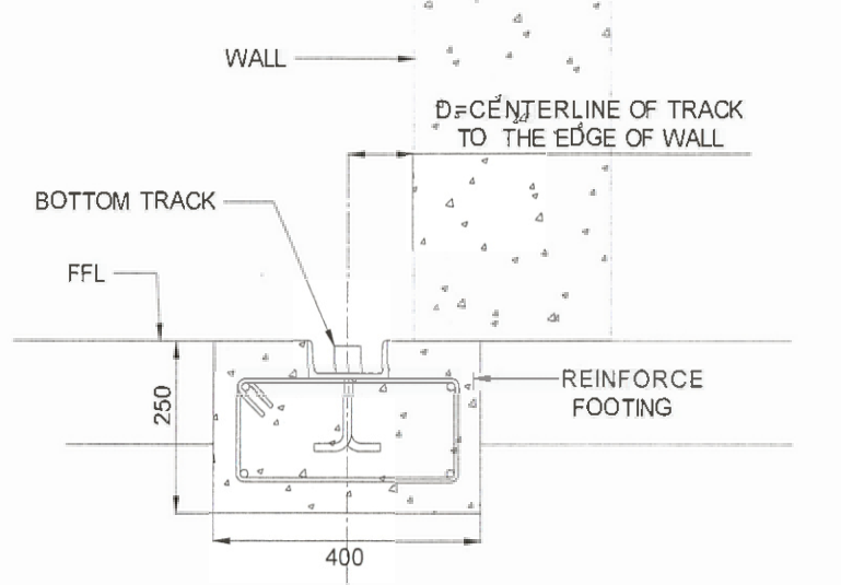 MOUNTING OF BOTTOM TRACK - SLIDING DOOR