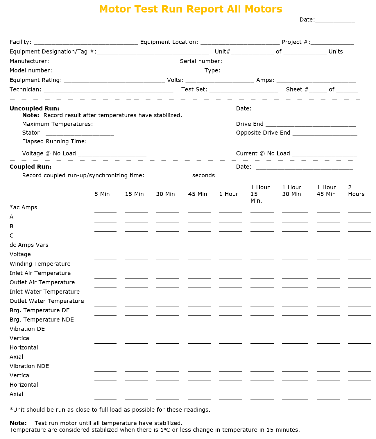 Class Motor Statement Examples Commissioning of Electrical Motors Greater than 600 hp – Rotating ...