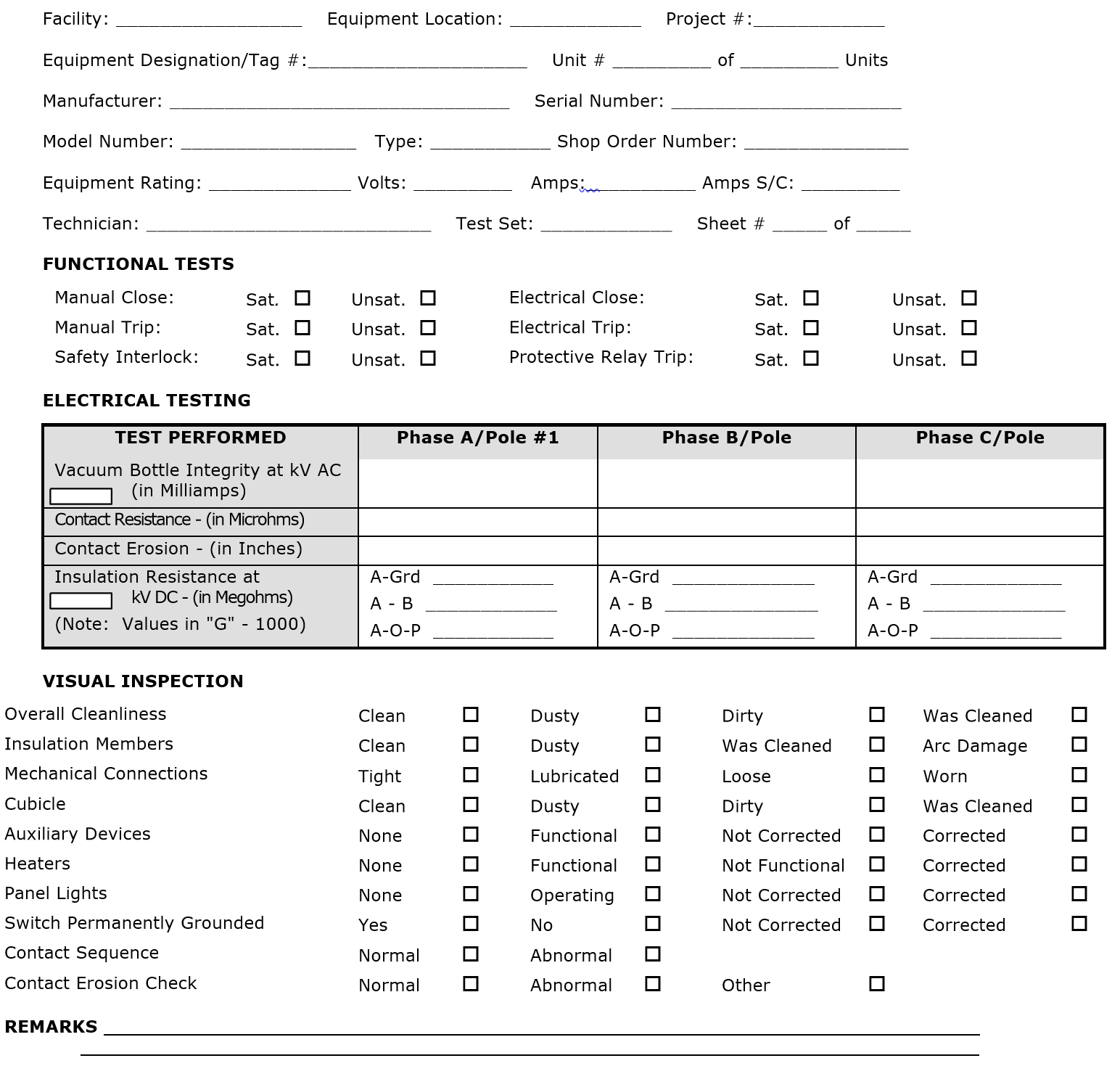 Electrical & Mechanical Inspection for Equipment (Oil, Vacuum, Gas ...