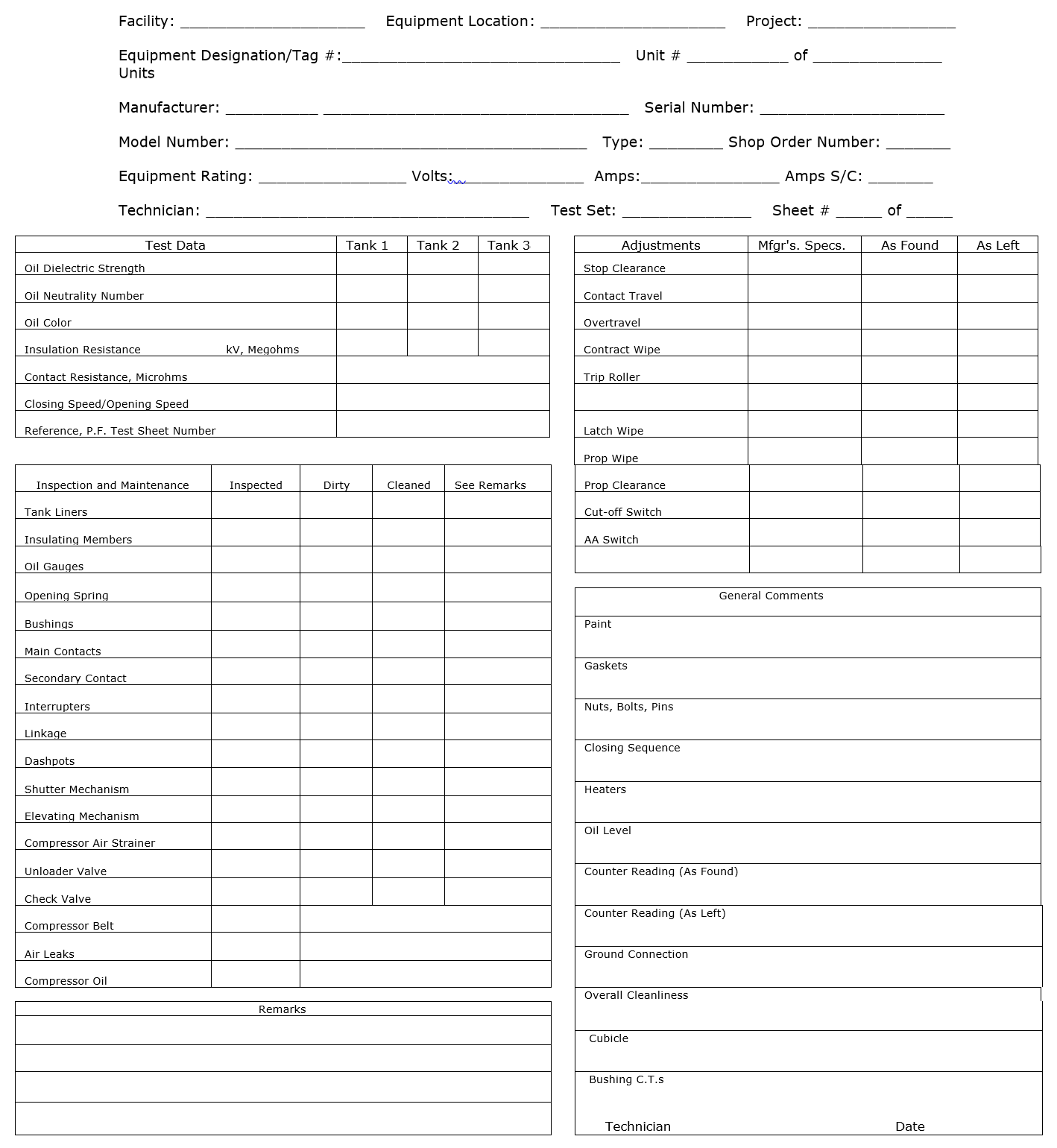 Electrical & Mechanical Inspection for Equipment (Oil, Vacuum, Gas ...