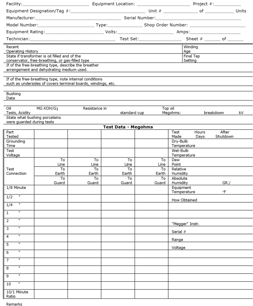 Power Transformer Test and Inspection Report