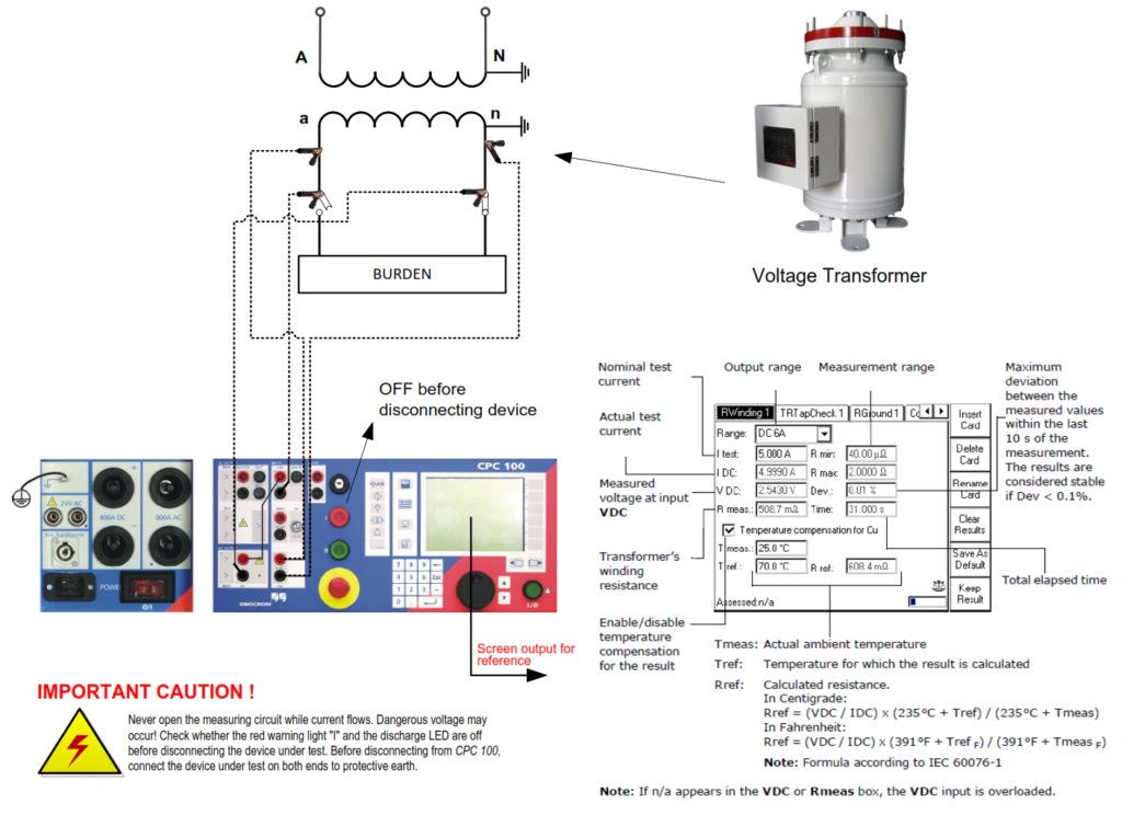 Winding Resistance Test of Voltage Transformer