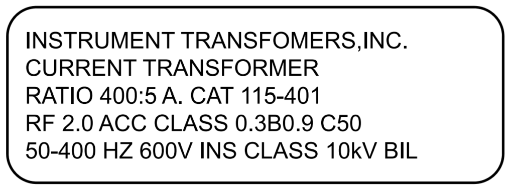 Actual Transformer Label (Metering)