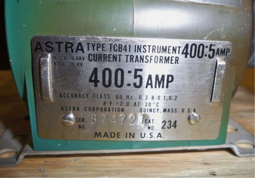 Actual Transformer Label (Metering)