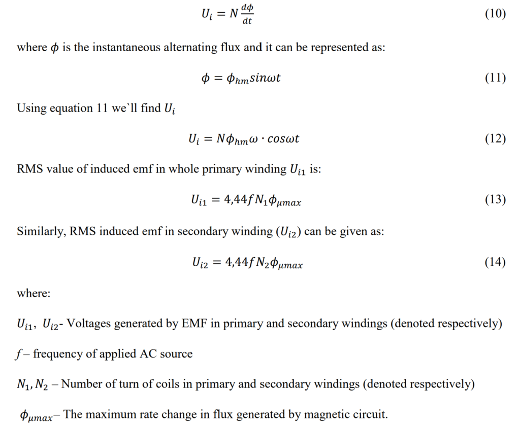 Electromotive force in windings