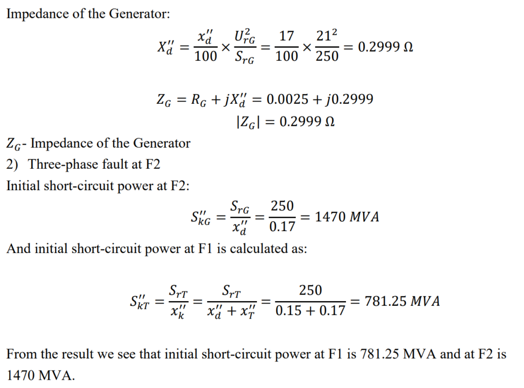 Calculation example for short-circuit level