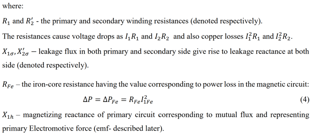 Equivalent circuit of a transformer