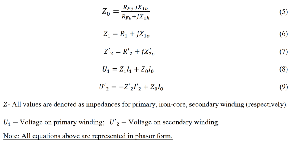 Equivalent circuit of a transformer