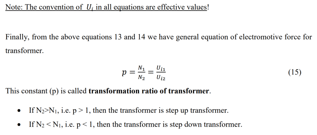 Electromotive force in windings