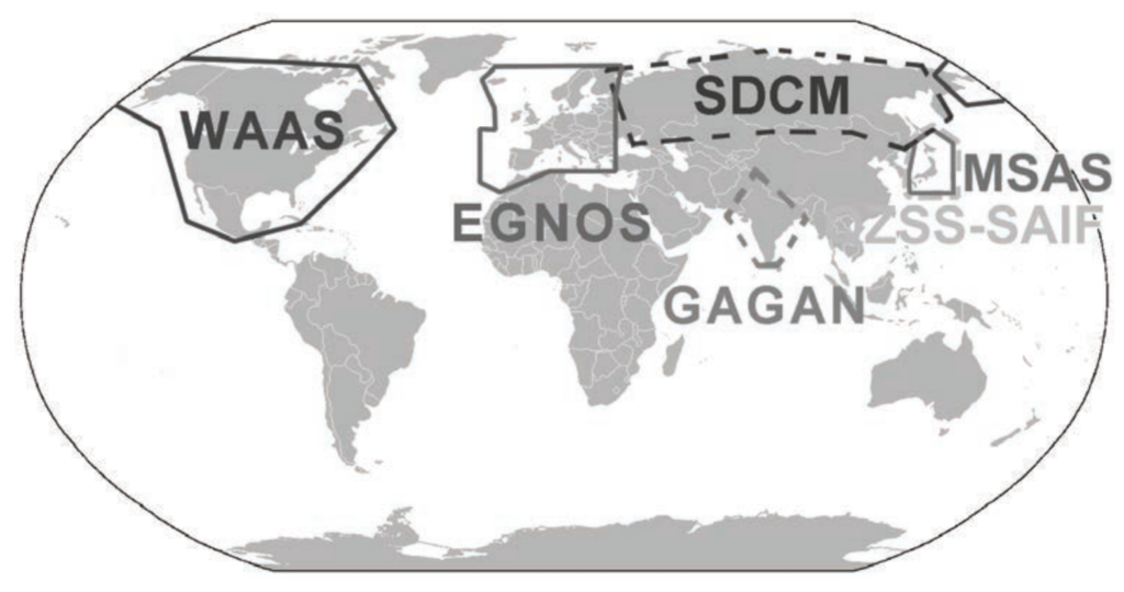 Service Areas of Satellite Based Augmentation Systems (SBAS)