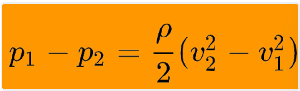 Bernoulli's equation of venturi tube