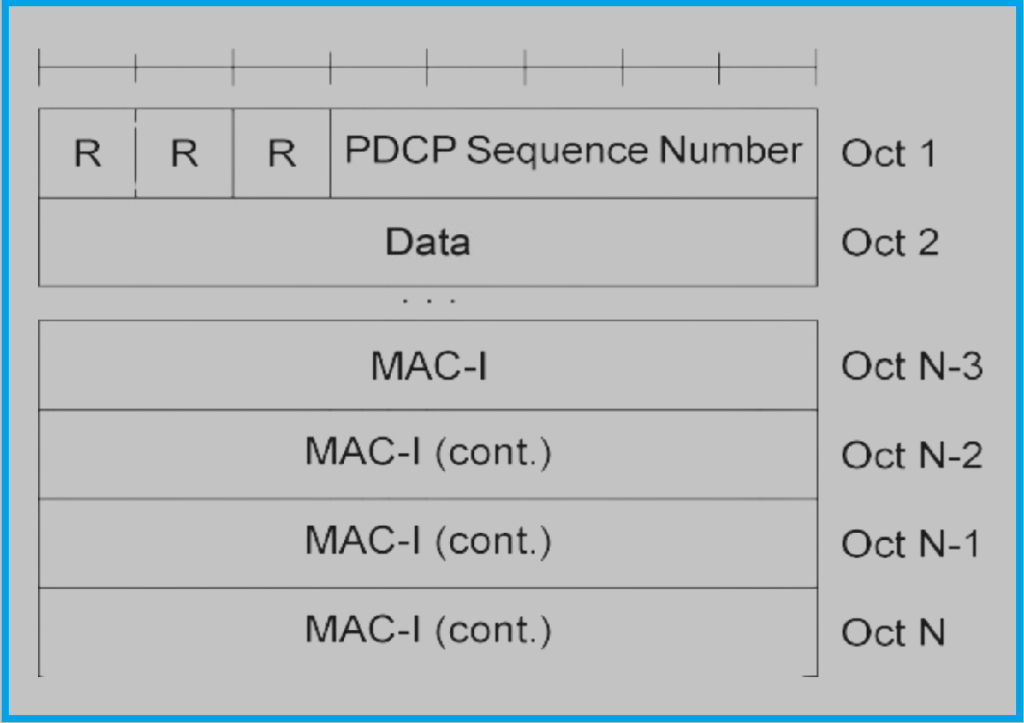 Format of PDCP data PDU for transport of signaling radio bearer information. 